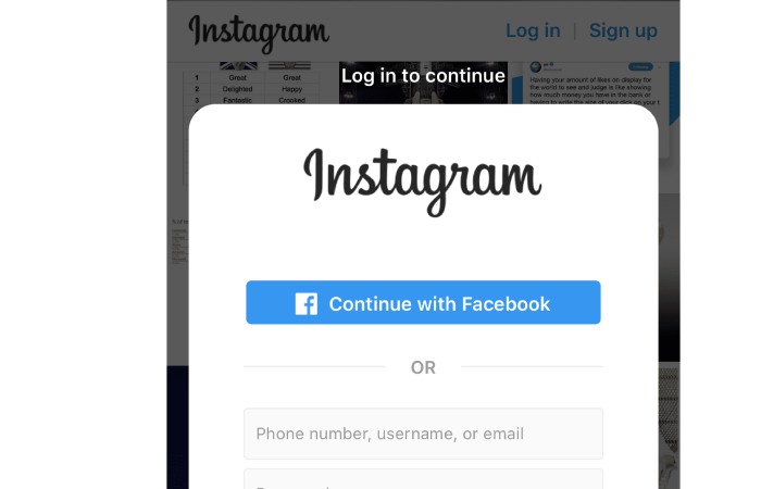 instagram login